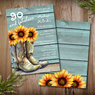 90 And Fabulous Rustic Country Western Sunflower Invitation