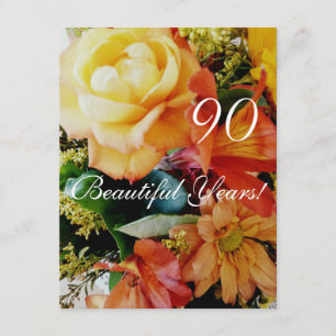 90 Beautiful Years!-Birthday/Yellow Rose Bouquet Invitation