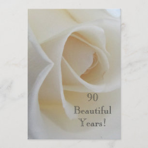 90 BeautifulYears Birthday Celebration/White Rose Invitation