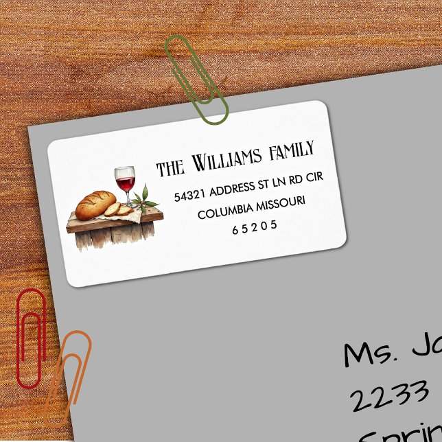 90 Bread & Red Wine Return Address Label (Creator Uploaded)