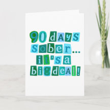 90 days sober card with envelope 5x7
