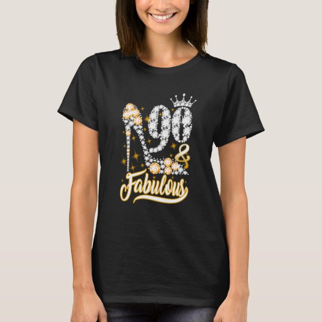 90 & Fabulous 90 Years Old 90th Birthday Diamond C T-Shirt (Front)
