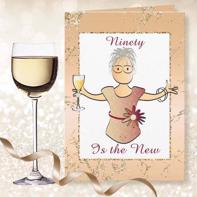 90 Fabulous Female Cartoon Sweet Birthday Sparkle  Card (Creator Uploaded)