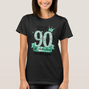 90 & Fabulous I Turquoise White Party Group Photo  T-Shirt