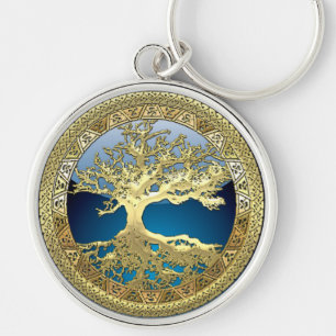 [90] Golden Celtic Tree of Life [3D] Key Ring