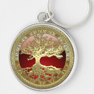 [90] Golden Celtic Tree of Life [3D] Key Ring