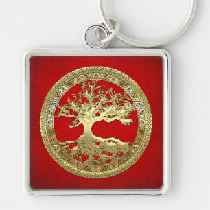 [90] Golden Celtic Tree of Life [3D] Key Ring
