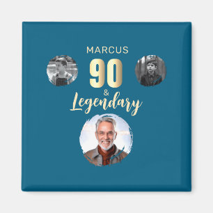 90 Legendary 3 Photos Gold 90th Birthday  Magnet