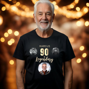 90 & Legendary 3 Photos Gold 90th Birthday  Tri-Blend Shirt