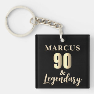 90 & Legendary Gold 90th Birthday Key Ring