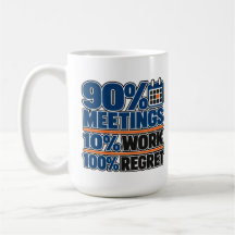 90% Meetings 10% Work 100% Regret Funny 15 oz Mug
