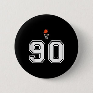 90 Number Basketball Style Vintage White Tank Top  6 Cm Round Badge
