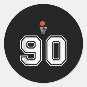 90 Number Basketball Style Vintage White Tank Top Classic Round Sticker