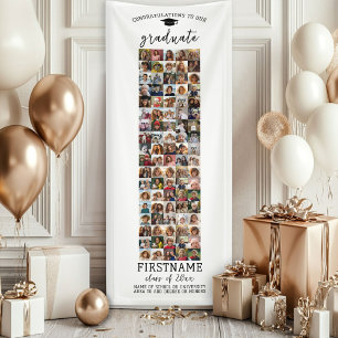 90 Photo Collage Graduation Modern Minimal White Banner