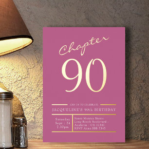 90 Pink 90th Birthday Party Gold