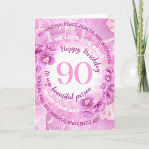90 Pink Cherry Blossom Floral Milestone Birthday Card