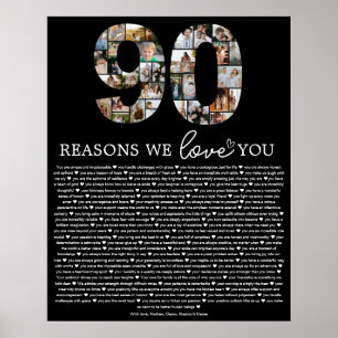 90 Reasons We Love You Photo Collage Keepsake Gift Poster