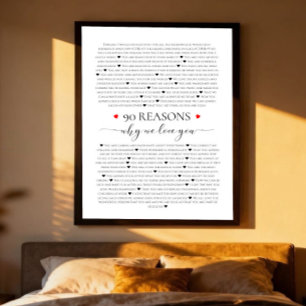 90 reasons why we love you 90th 60th birthday gift poster
