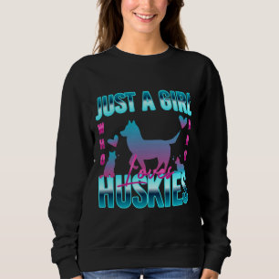 90 Retro Sunset Neon Just A Girl Who Loves Huskies Sweatshirt