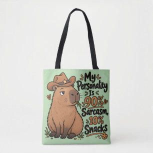 90% Sarcasm 10% Snacks Funny Capybara Tote Bag