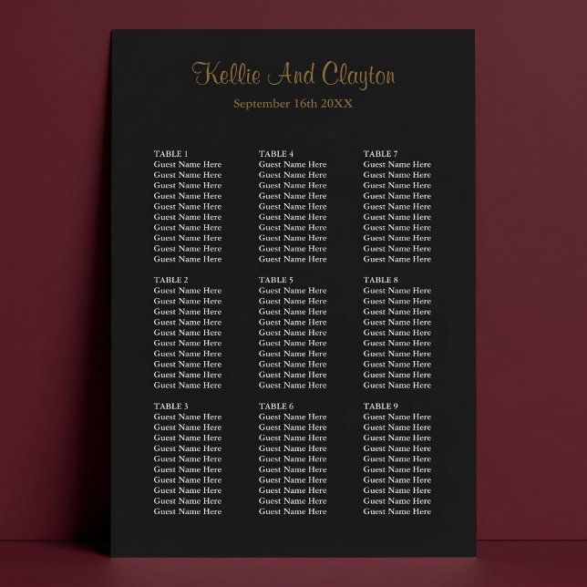 90 Simple Black Wedding Seating Chart (Creator Uploaded)