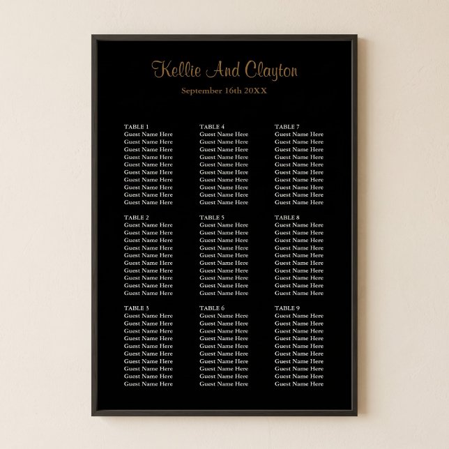 90 Simple Black Wedding Seating Chart (Creator Uploaded)