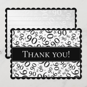 90 "Thank you!" Black and White Number Pattern Thank You Card