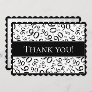 90 "Thank you!" Black/White Number Pattern Thank You Card