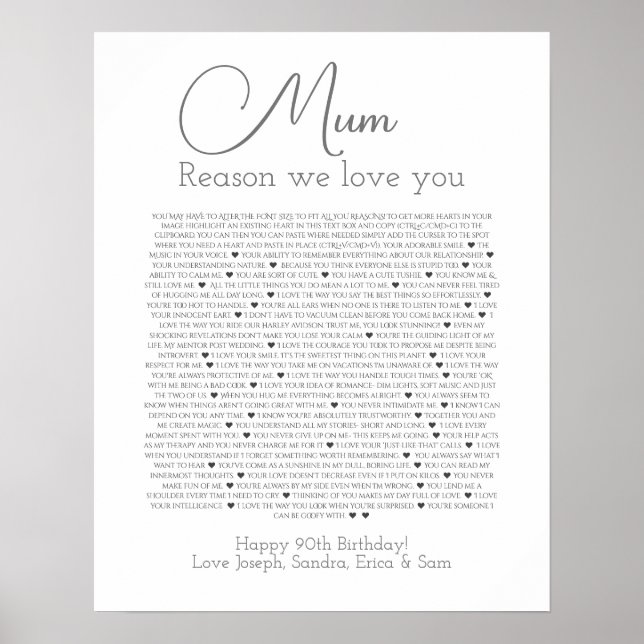 90 things we love about you poster (Front)