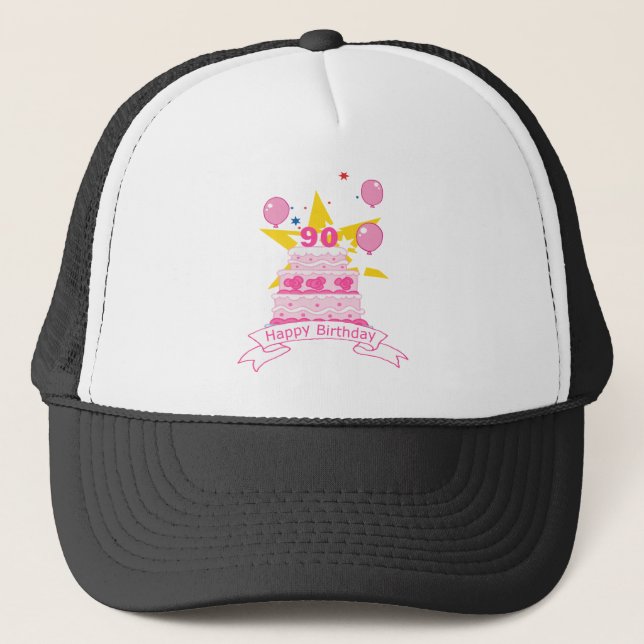 90 Year Old Birthday Cake Trucker Hat (Front)