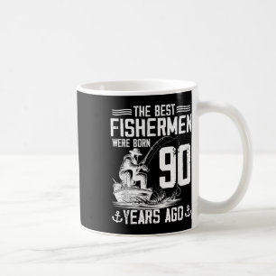 90 Year Old Gift Men Fisherman 90 Birthday Fishing Coffee Mug