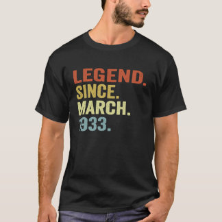 90 Year Old  Legend Since March 1933  90th Birthda T-Shirt