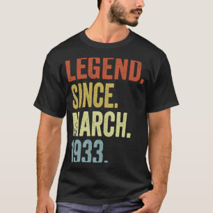 90 Year Old  Legend Since March 1933  90th Birthda T-Shirt
