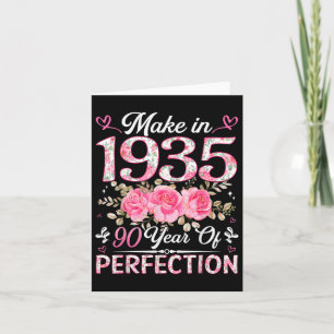 90 Year Old Made In 1935 Floral 90th Birthday Wome Card