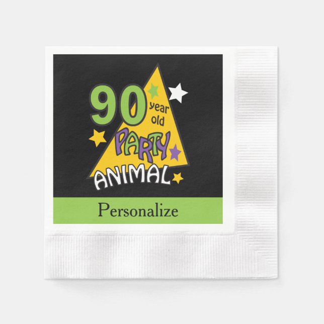 90 Year Old Party Animal | 90th Birthday Napkin (Front)