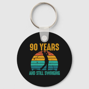 90 Years And Still Swinging Funny Golf 90th Birthd Key Ring