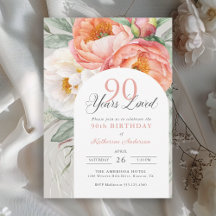 90 Years Loved Feminine Floral 90th Birthday