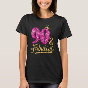 90 Years Old  90 & Fabulous 90th Birthday Pink Cro T-Shirt