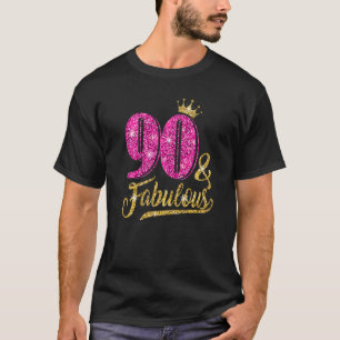 90 Years Old 90 & Fabulous 90th Birthday Pink Crow T-Shirt