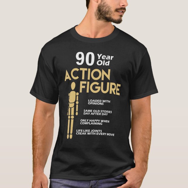 90 Years Old Action Figure 90th Birthday Anniversa T-Shirt (Front)