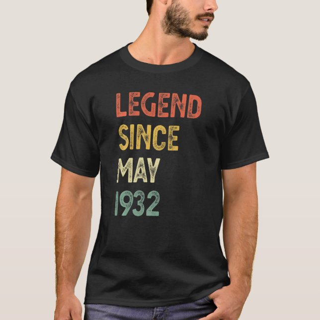 90 Years Old Legend Since May 1932 90th Birthday M T-Shirt (Front)