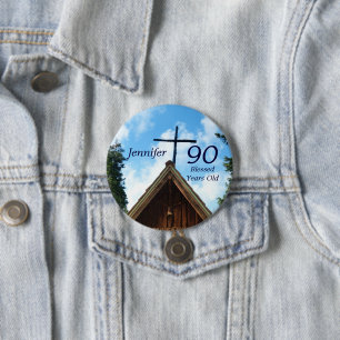 90 Years Old, Old Country Church Button Pin
