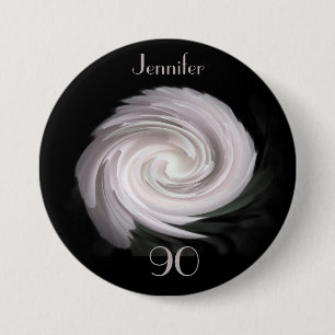 90 Years Old, Pale Pink Rose Swirl Button Pin