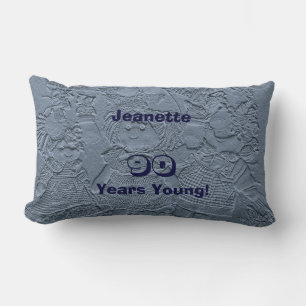 90 Years Young Light Blue Dolls Lumbar Pillow Old