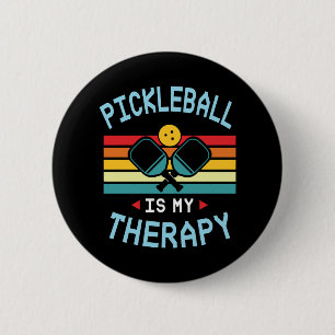 90Pickleball is My Therapy. Funny Pickleball Paddl 6 Cm Round Badge