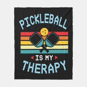 90Pickleball is My Therapy. Funny Pickleball Paddl Fleece Blanket