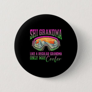 90s 80s Skiing Outfit Retro Ski Grandma 6 Cm Round Badge