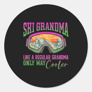90s 80s Skiing Outfit Retro Ski Grandma Classic Round Sticker