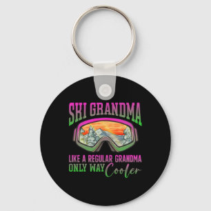90s 80s Skiing Outfit Retro Ski Grandma Key Ring