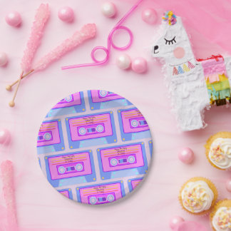 90s 80s Vaporwave Aesthetic 21st Birthday Paper Plate